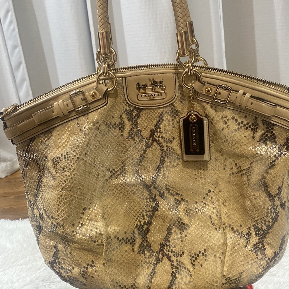 Coach Madison Lindsey Python Leather Satchel Purse - image 5